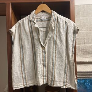 Madewell Striped Button Down Shirt - Cream, Blue, Brown